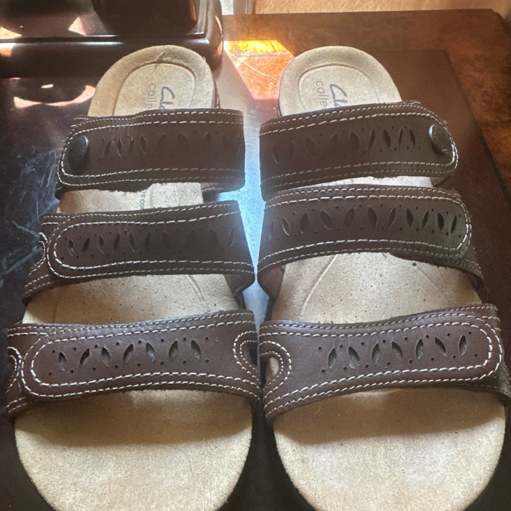 Clarks Dark Brown Leather Sandals